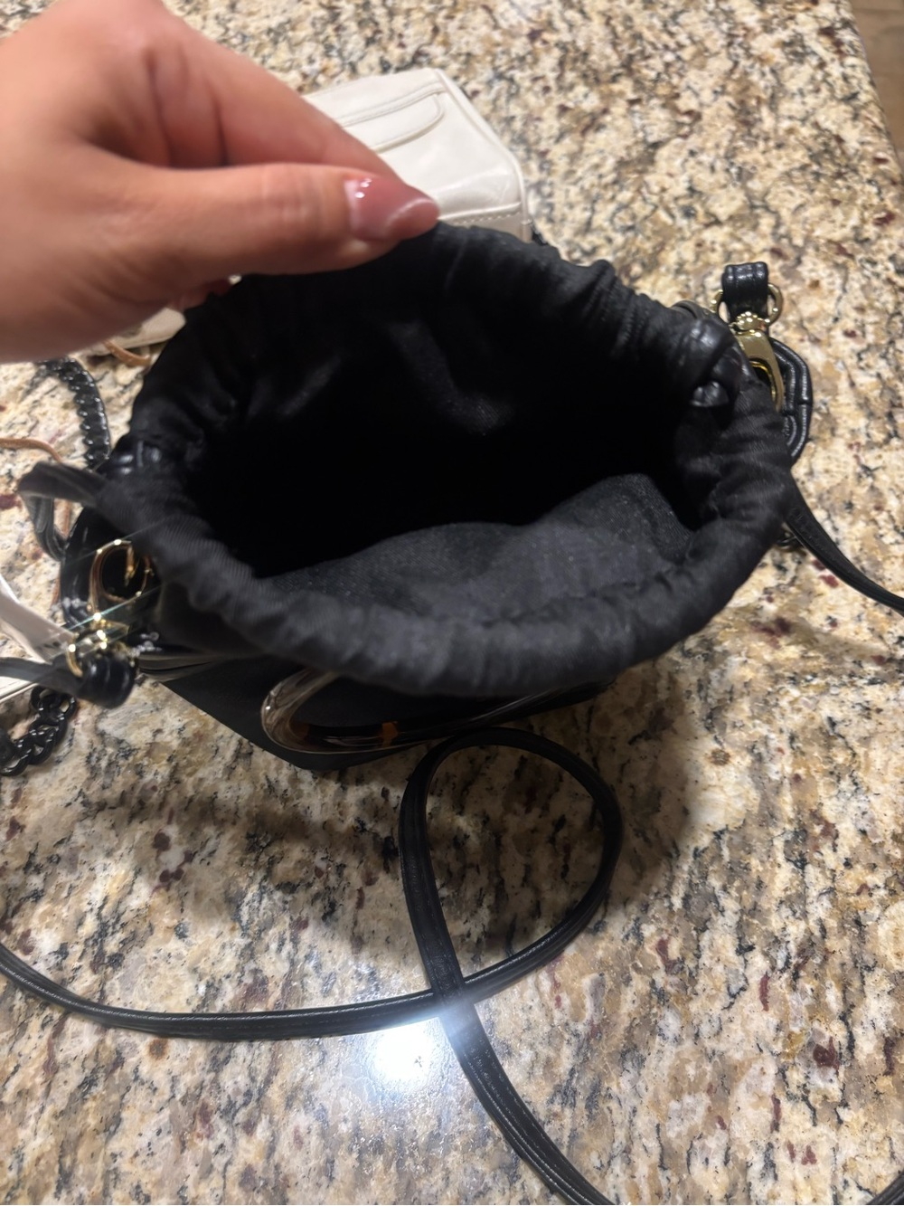 Black Women's Drawstring Crossbody Bag